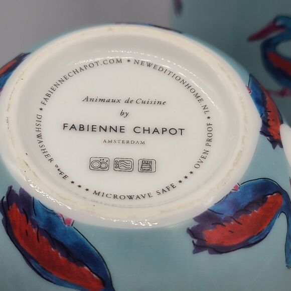 Set (2) Fabienne Chapot Pelican Ceramic Coffee Mugs Cups 14 oz Netherlands New - Picture 9 of 9